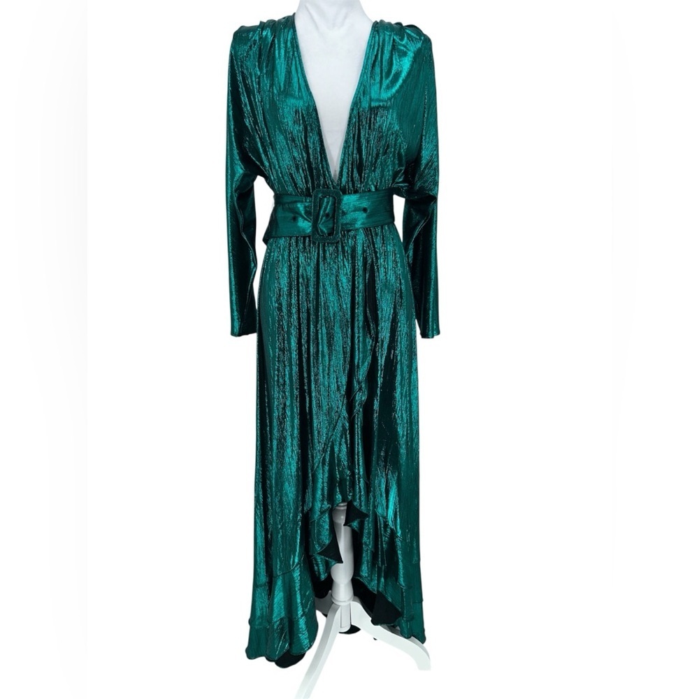 RETROFETE Women’s Wayne Metallic Jersey Maxi Wrap Dress Size Medium - Picture 4 of 11
